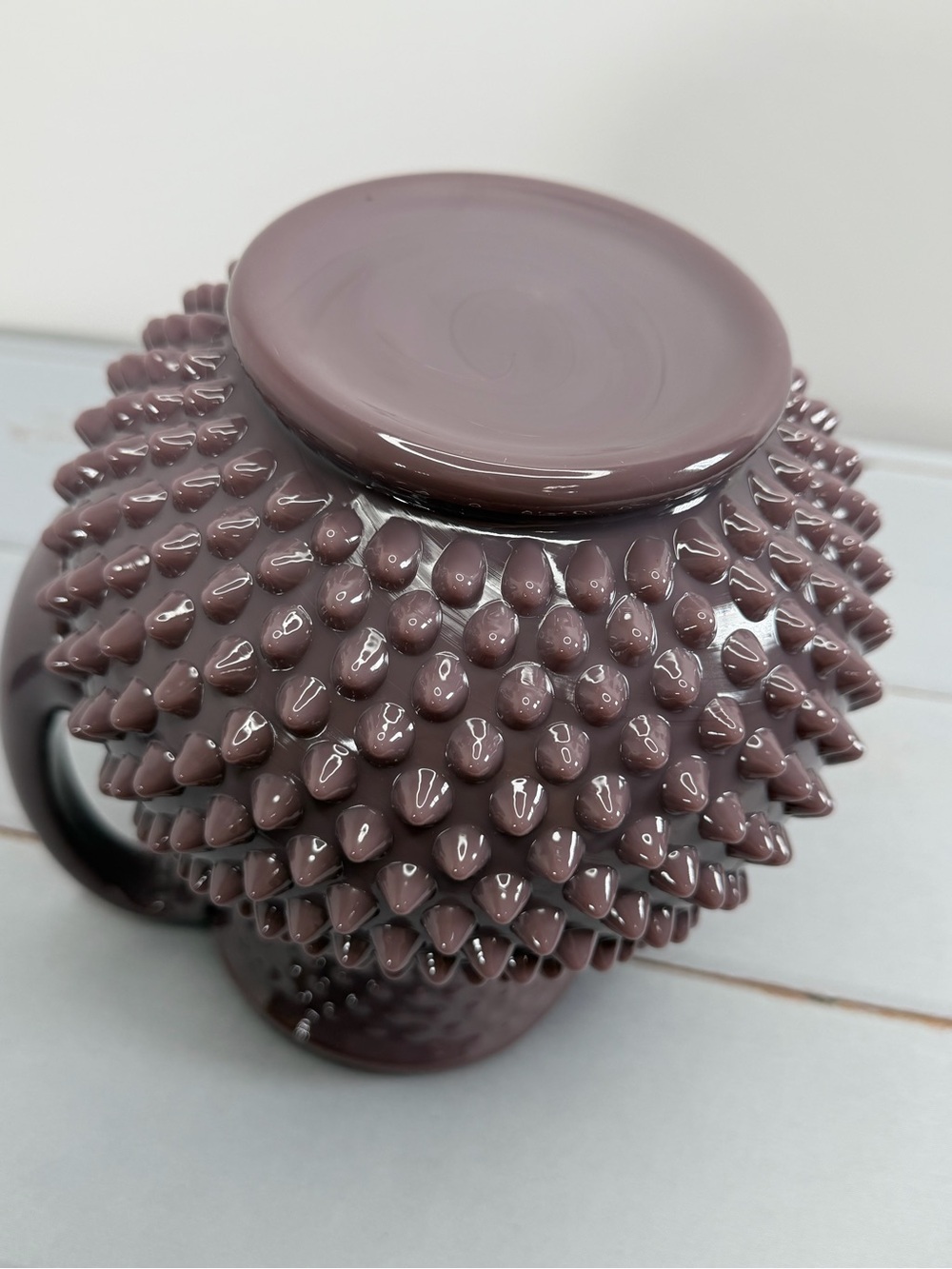 Mosser Glass Gigi Hobnail Pitcher Eggplant Purple 70 oz Fenton Mold - Picture 9 of 14